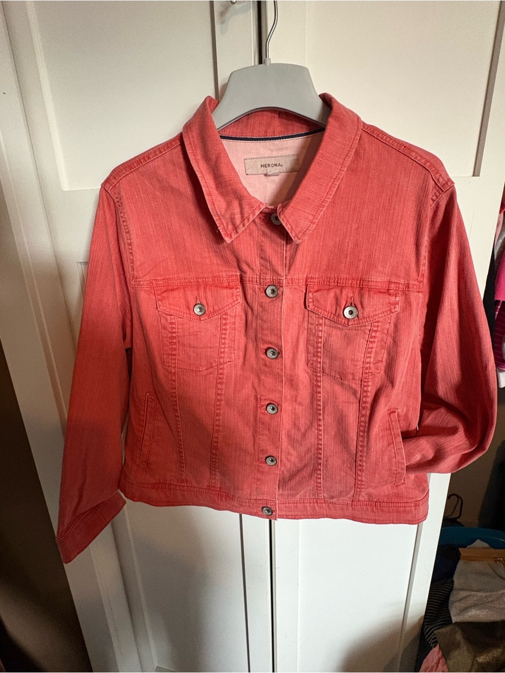 Merona Coral-Pink Denim Jacket - Button Front